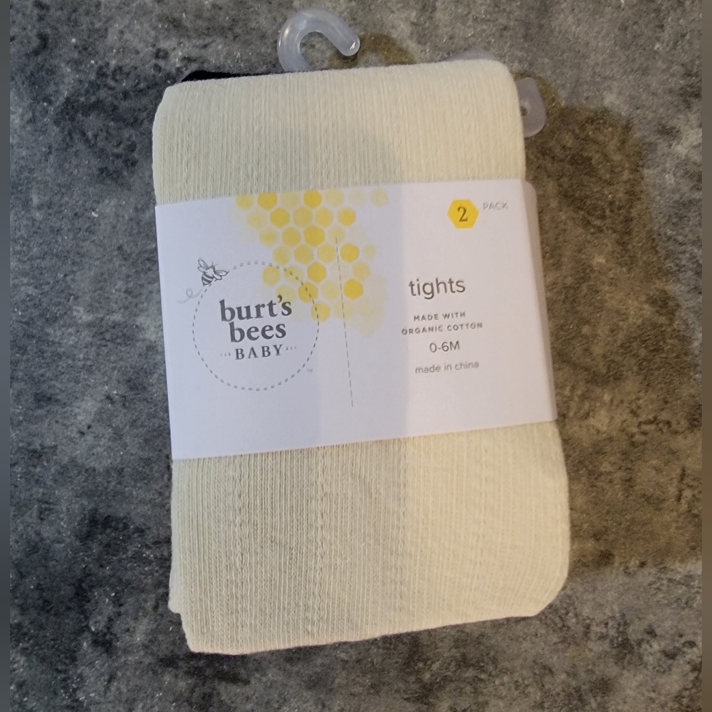 Burts Bees BabyOrganic Cotton Ribbed Tights 2-Pack 0-6 Months
